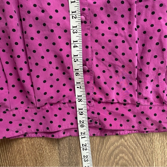 I.B. Diffusion 100% Silk Polka Dot Pleated Blouse Button Down - Picture 13 of 16